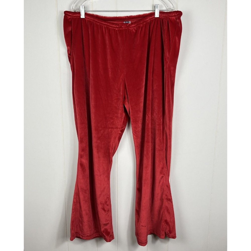 Old Navy Women Velvet Pajama Pants XL Red Drawstring Waist Stretch Lounge